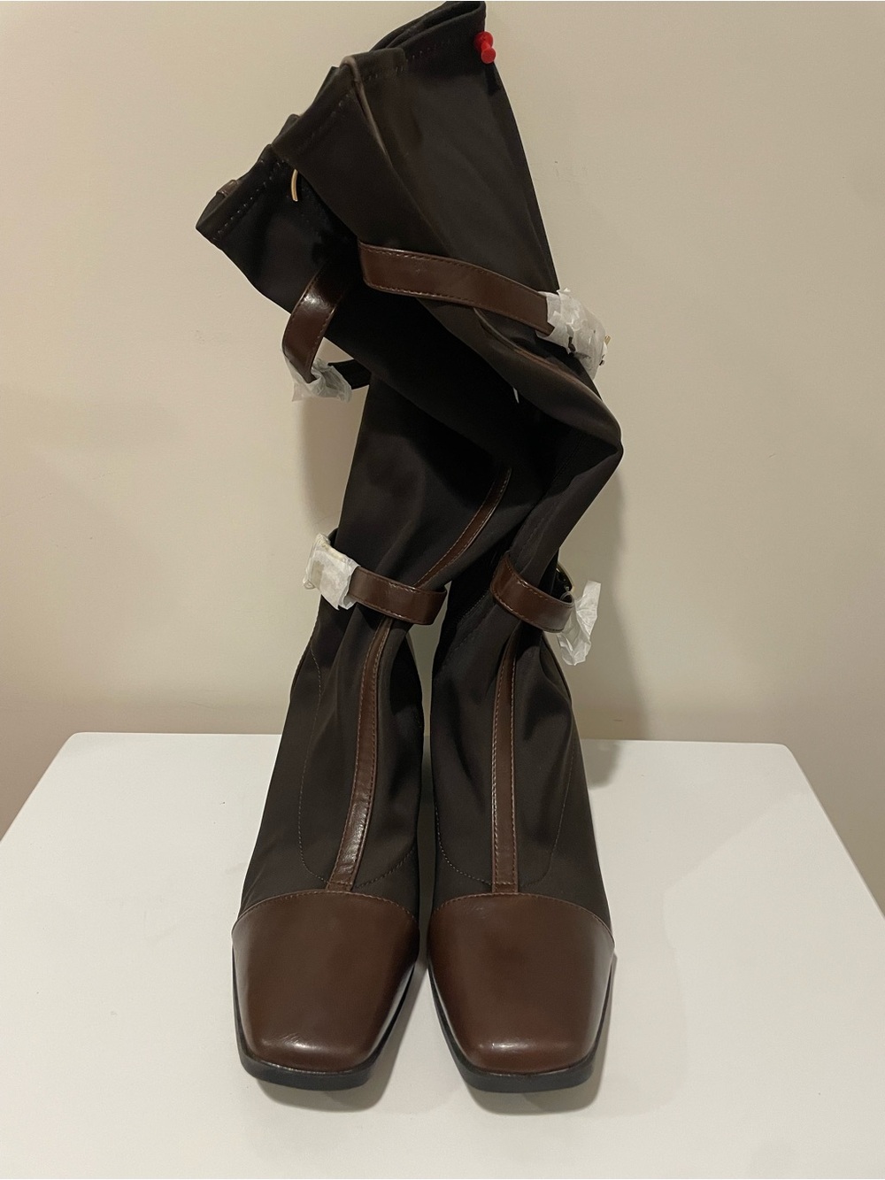 Women's Over-the-Knee Square-Toe Boots in Brown
